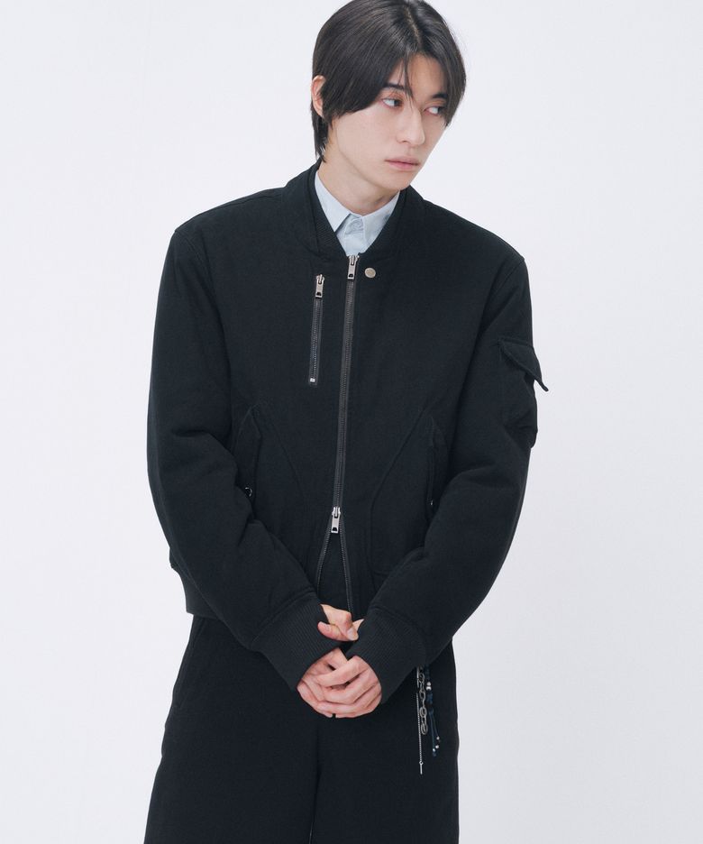 Double neck padded ma-1 jacket BLACK