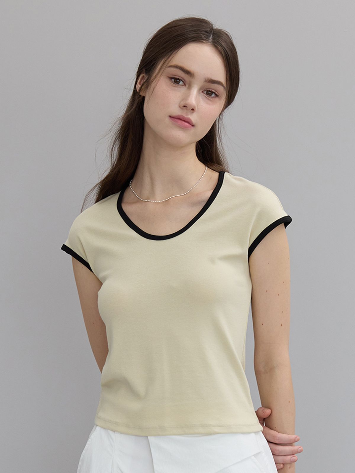 페이지플린(PAIGEFLYNN) 모달배색라운드티셔츠_N6BTS002C