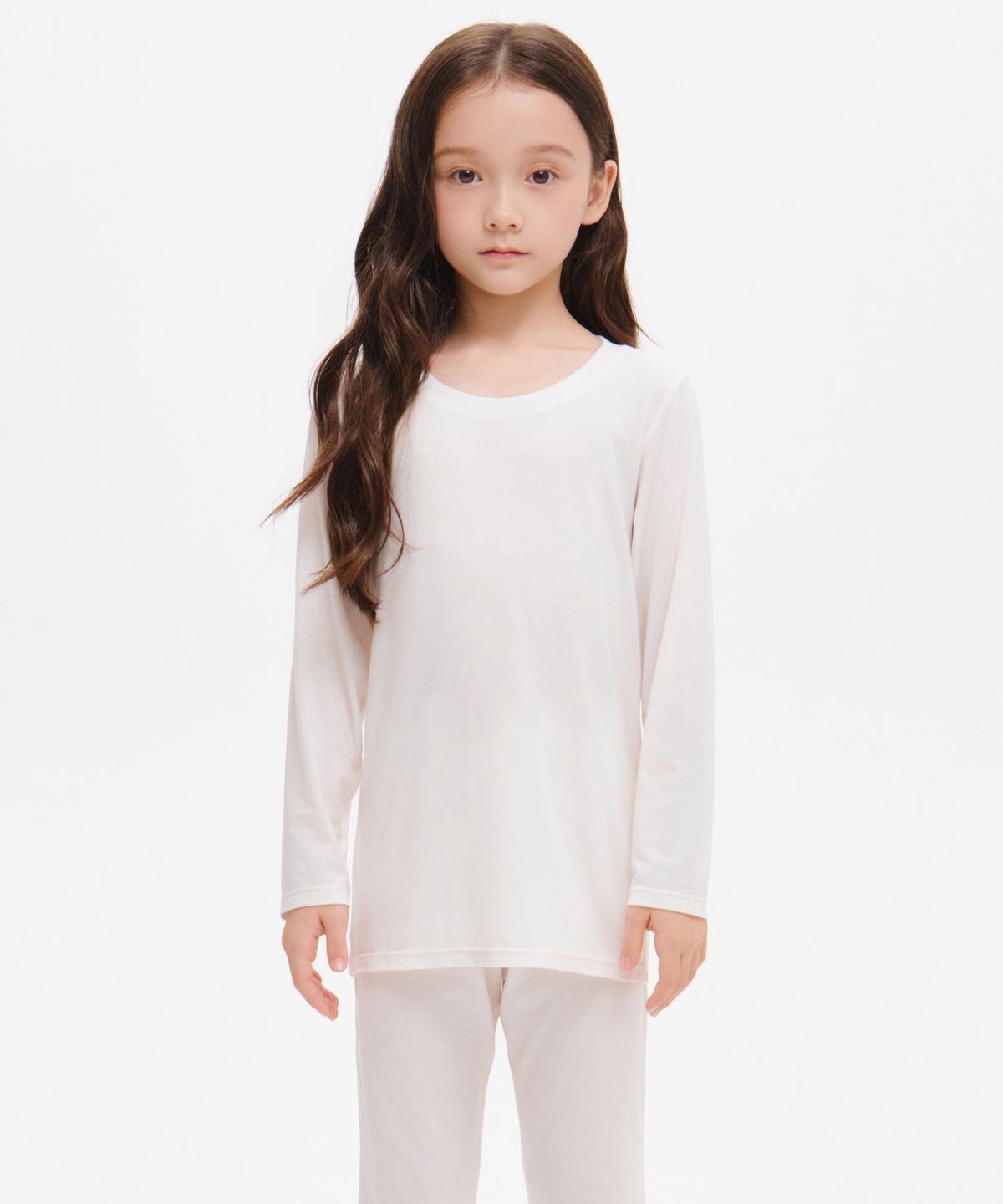 무신사 스탠다드 키즈(MUSINSA STANDARD KIDS) [힛탠다드] 크루 넥 긴소매 언더셔츠 [아이보리]