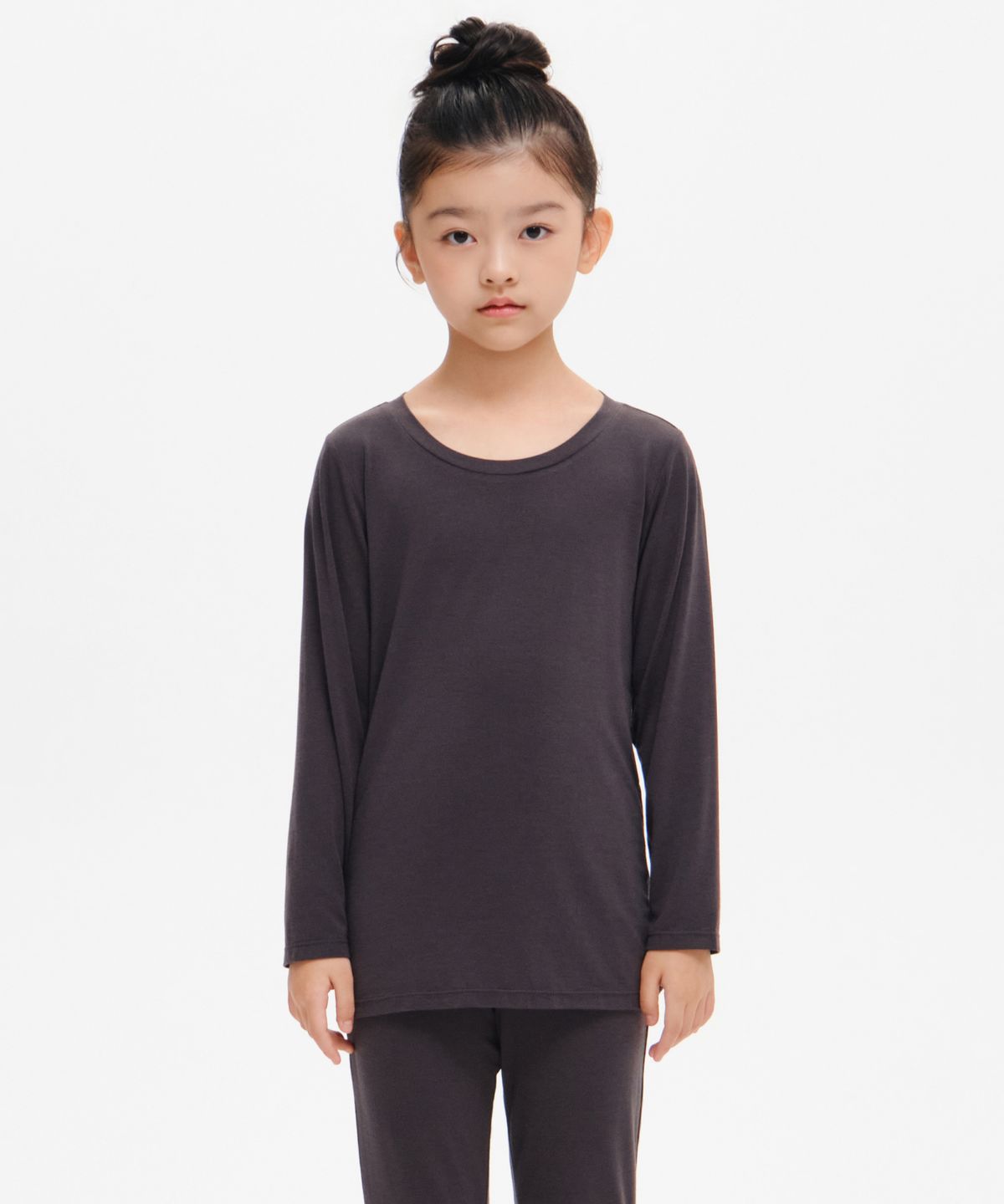 무신사 스탠다드 키즈(MUSINSA STANDARD KIDS) [힛탠다드] 크루 넥 긴소매 언더셔츠 [다크 그레이]