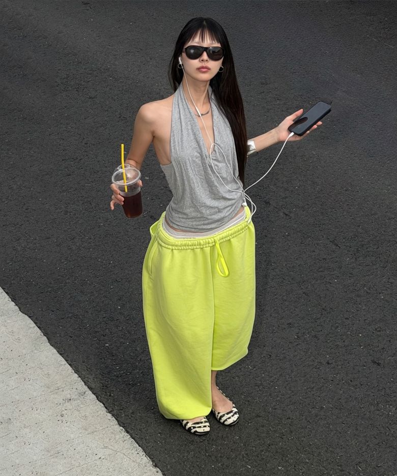 Molly wide jogger in Lime