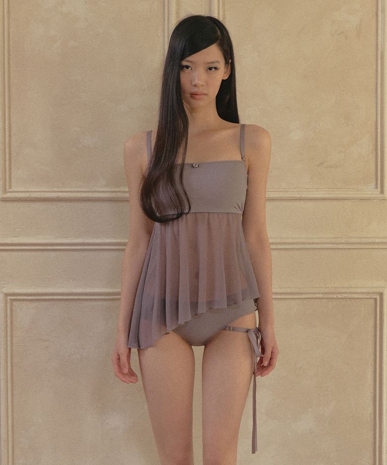 티니로즈 언발 시스루 튜브탑 비키니브라 (Mauve Gray)