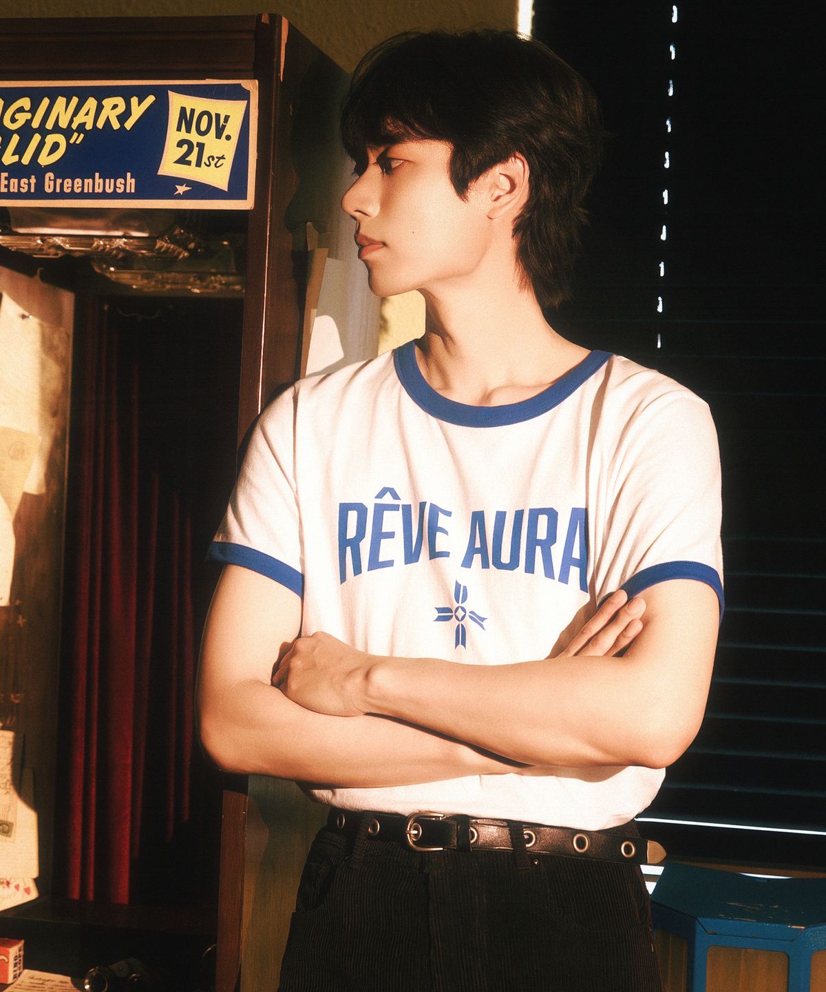 레뷰라(REVURA) REVE AURA CROP RINGER T-SHIRTS - UNISEX / FRENCH BLUE