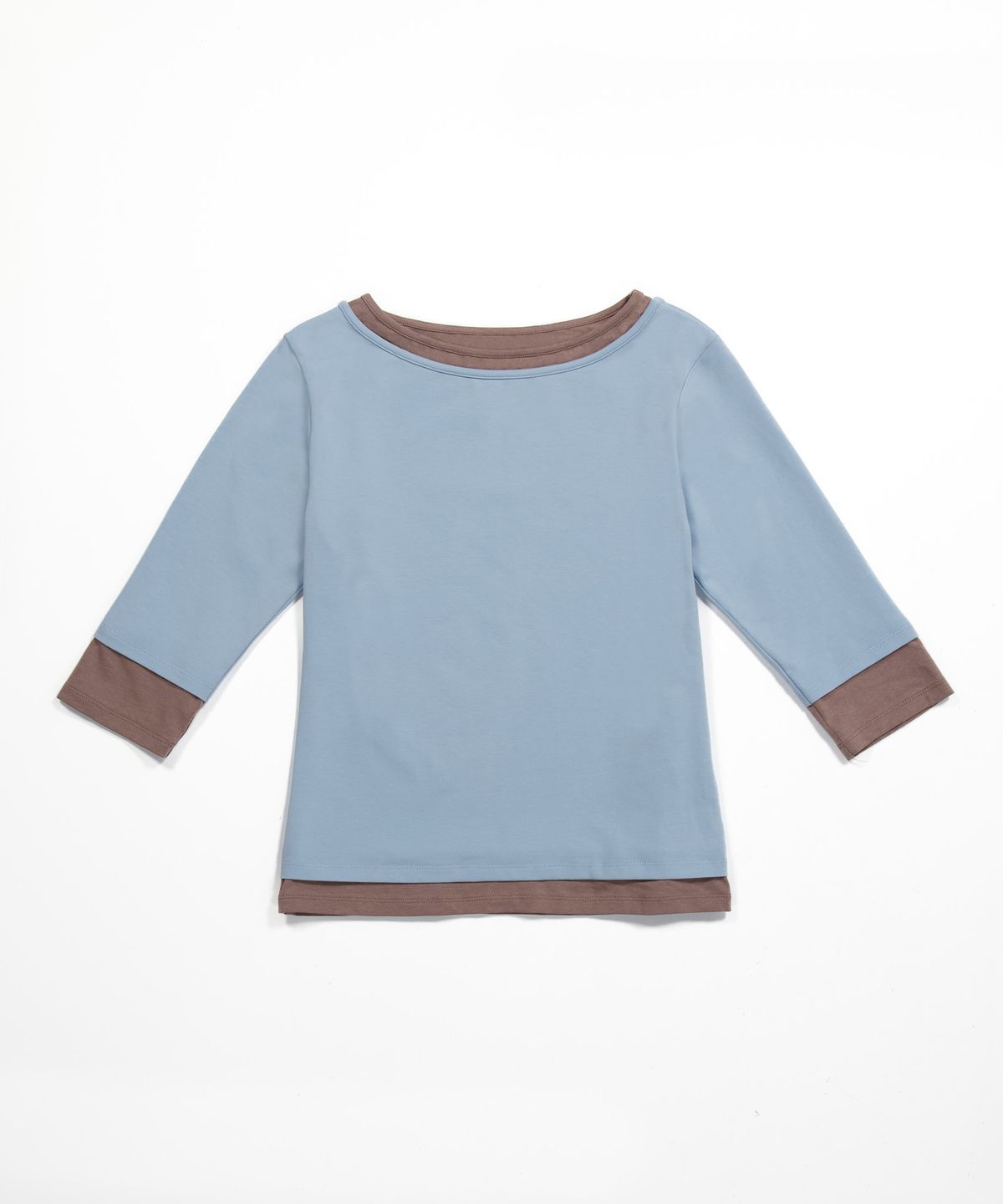 얼디르(EOLTR) Boat Neck Double Layered T-shirt, Blue