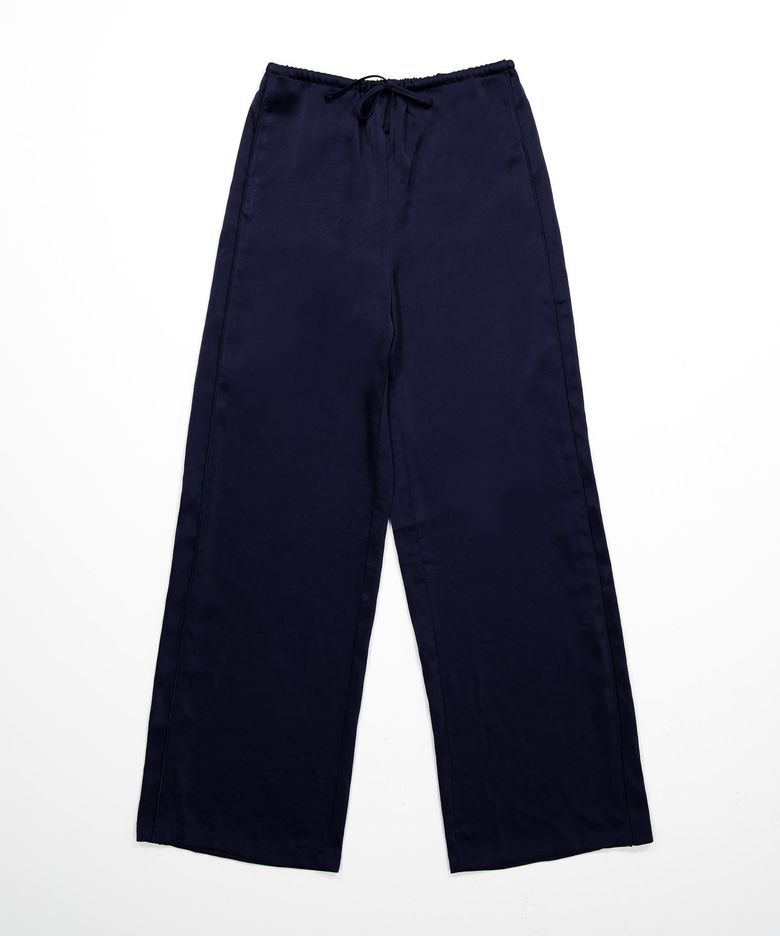 Satin Piping Banding Pants, Dark Navy