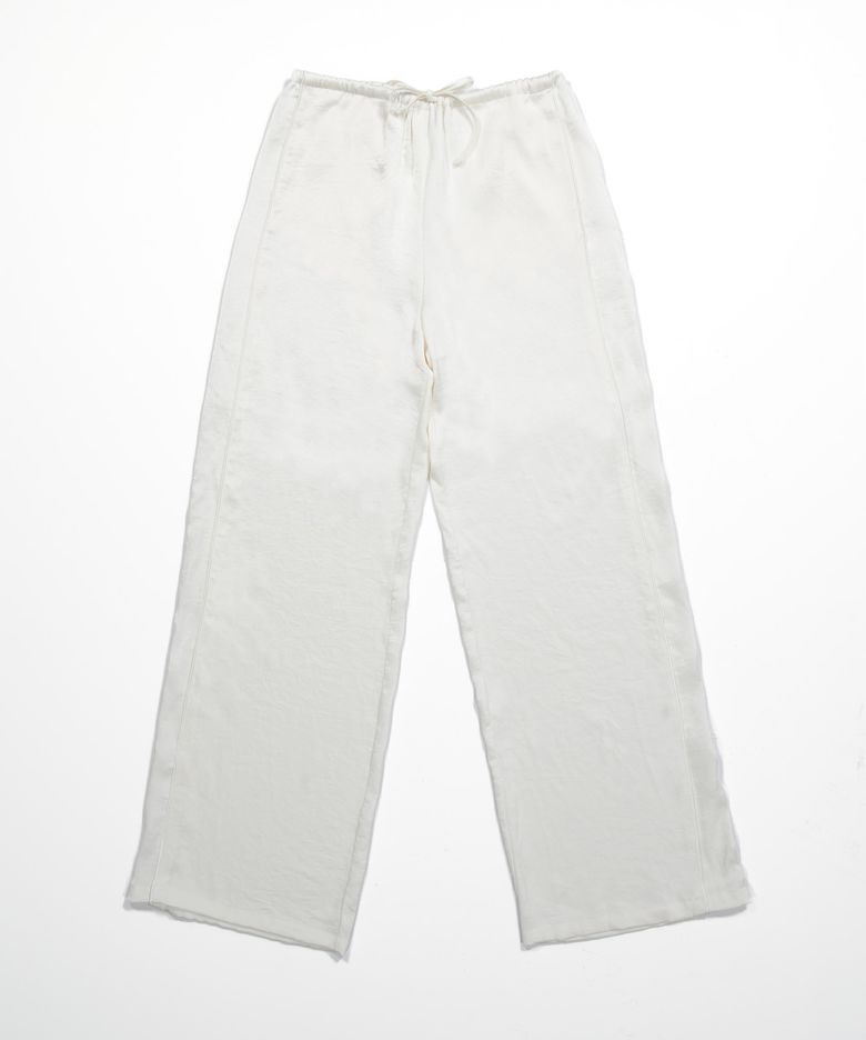 Satin Piping Banding Pants, White