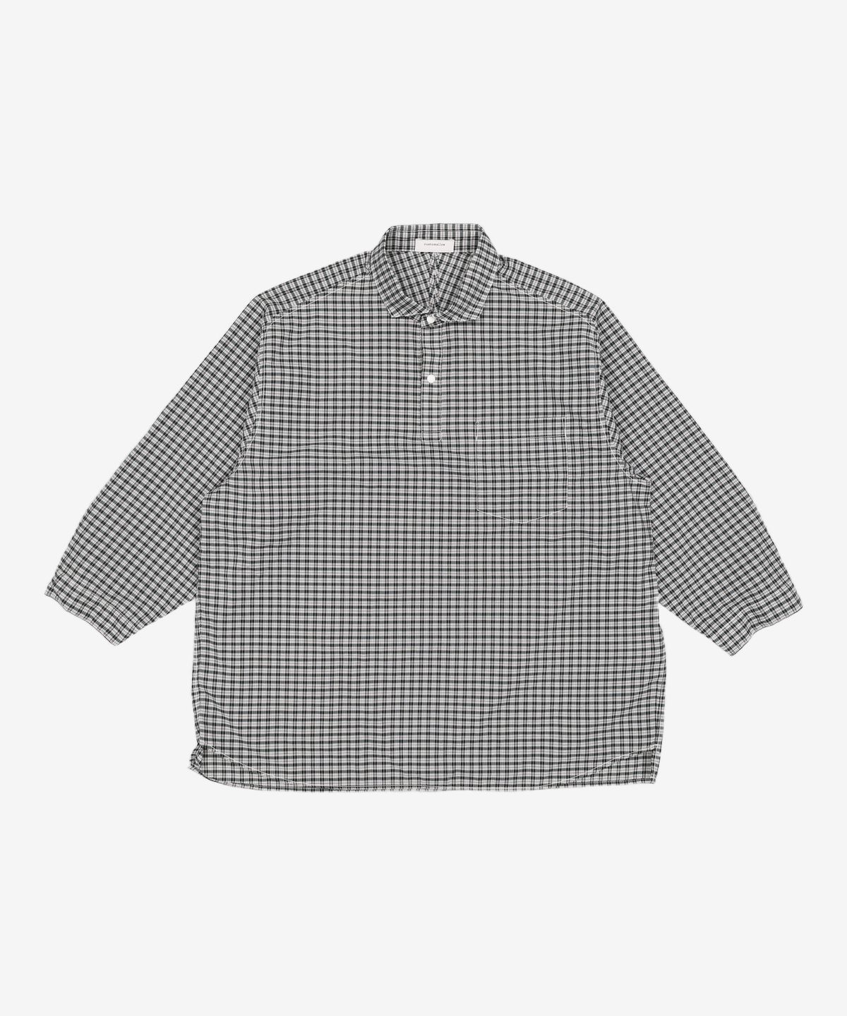 커스텀멜로우(CUSTOMELLOW) green check 3/4 sleeve shirt_CWSAM21212GRX L