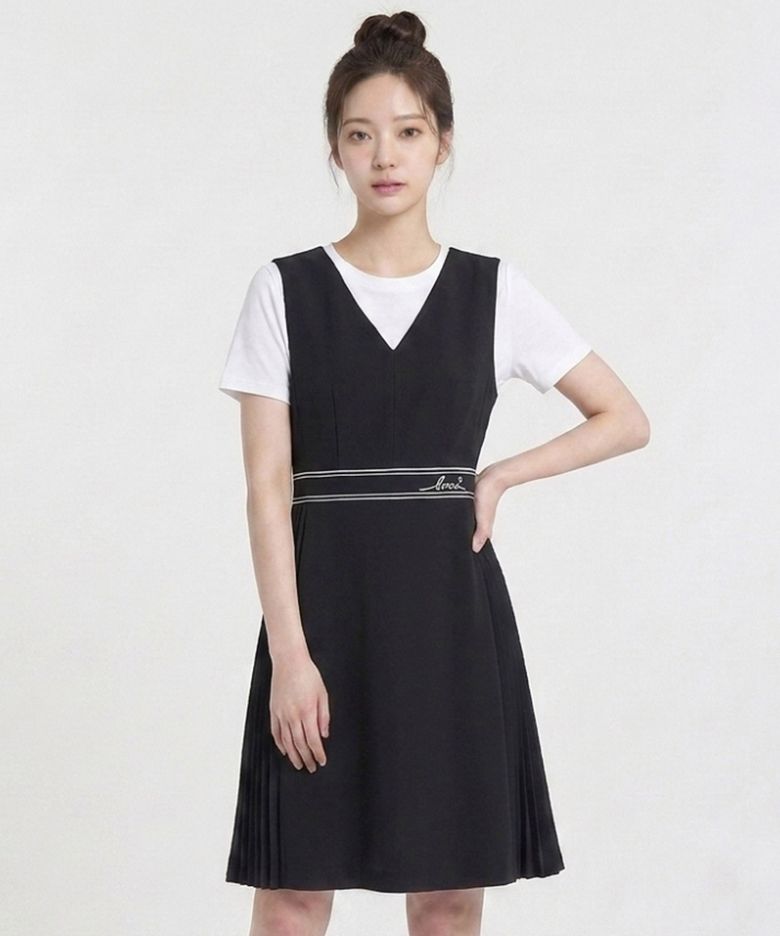 밑단 플리츠 주름 민소매 원피스_RB35WOAM13Z