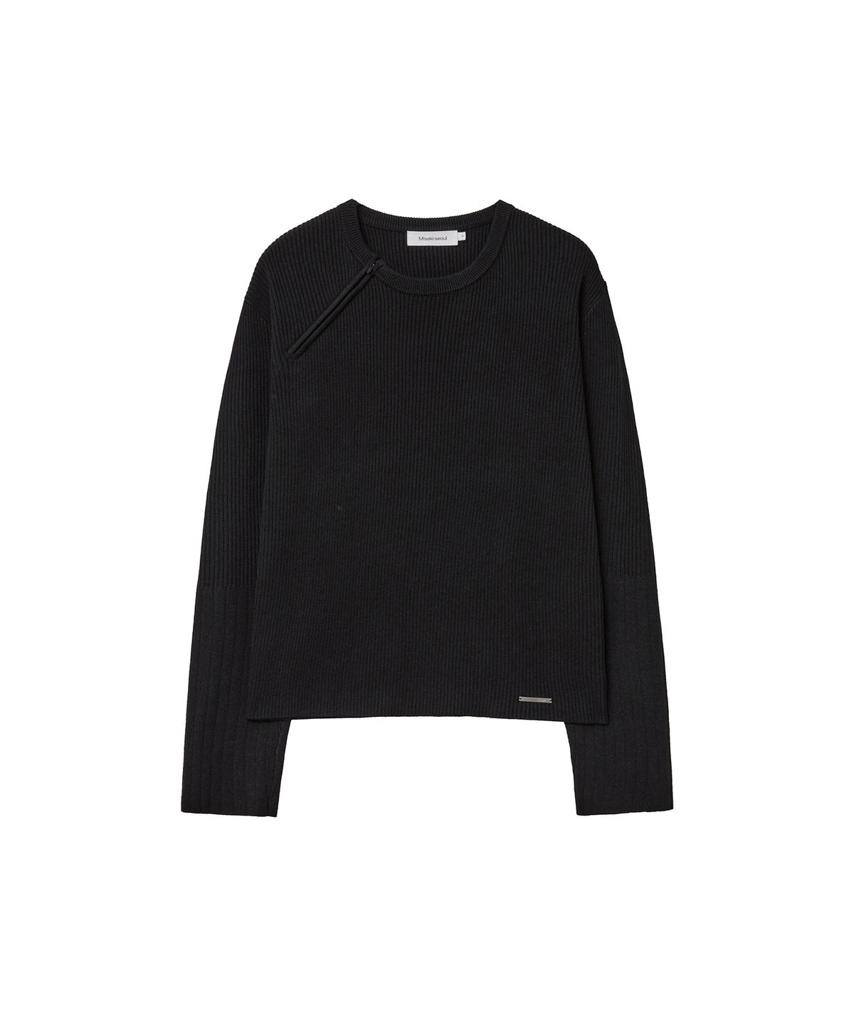 미세키서울 맨(MISEKISEOUL MEN) Diagonal zipper ribbed knit BLACK