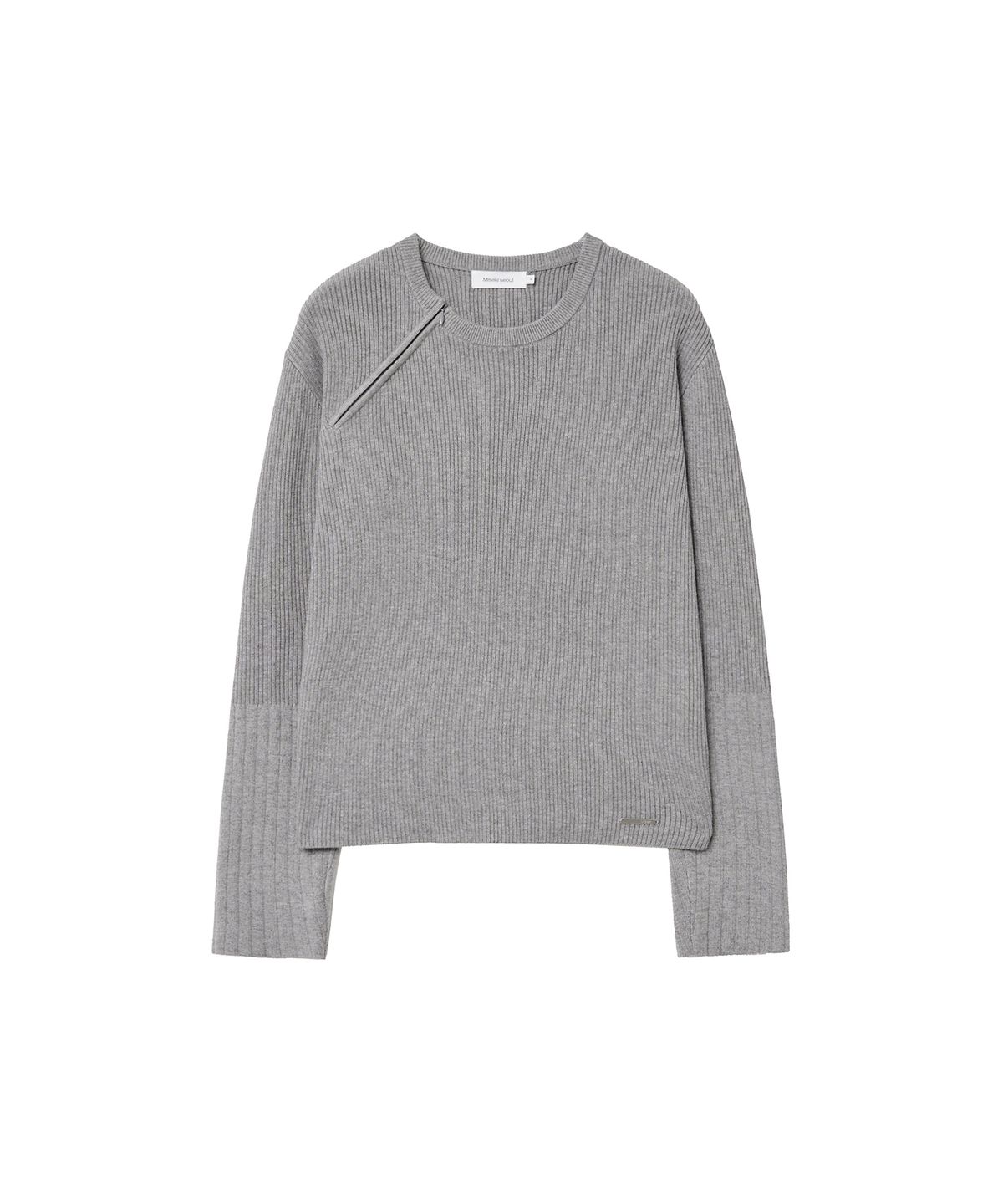 미세키서울 맨(MISEKISEOUL MEN) Diagonal zipper ribbed knit GREY