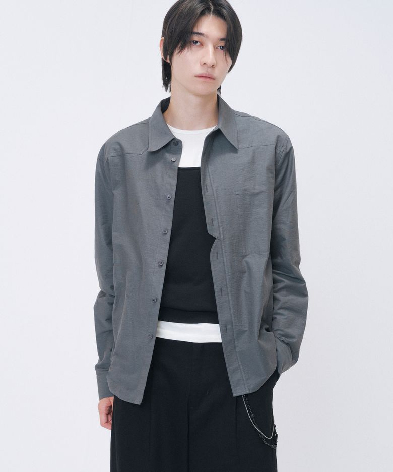 Slit placket yoke shirt CHARCOAL