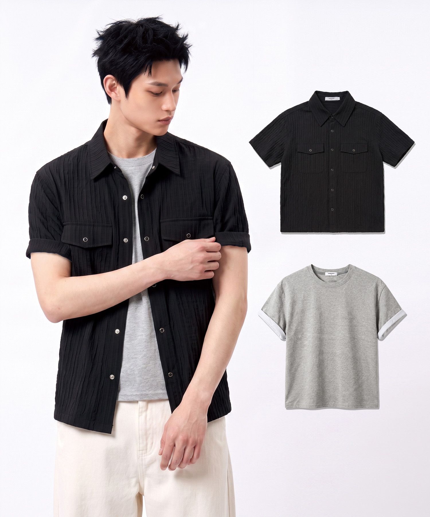 크롭 후드 집업 베스트 블랙 source detail 10