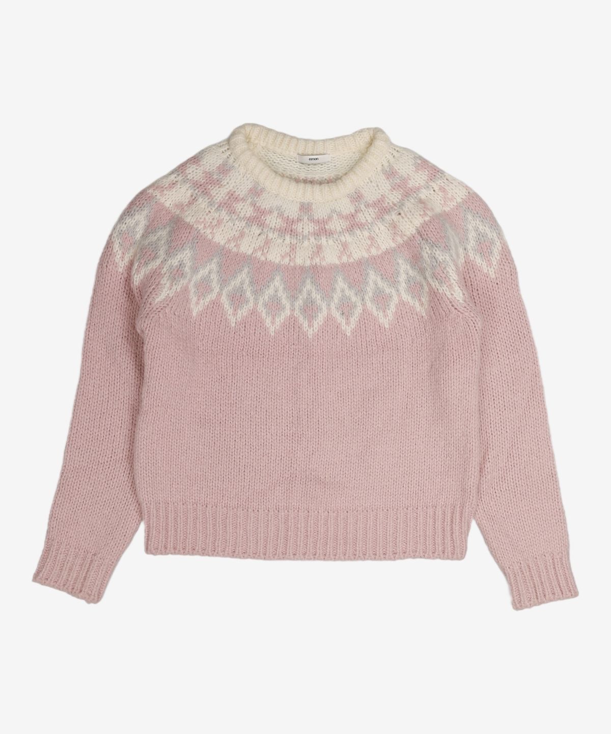 에트몽(ETMON) Nordic Round Knit Pullover, Pink FREE