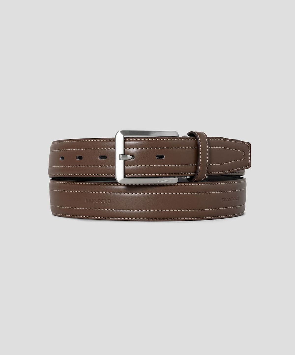 빈폴 액세서리(BEANPOLE ACCESSORY) 가죽 로고엠보 사각 버클 벨트 - 브릭