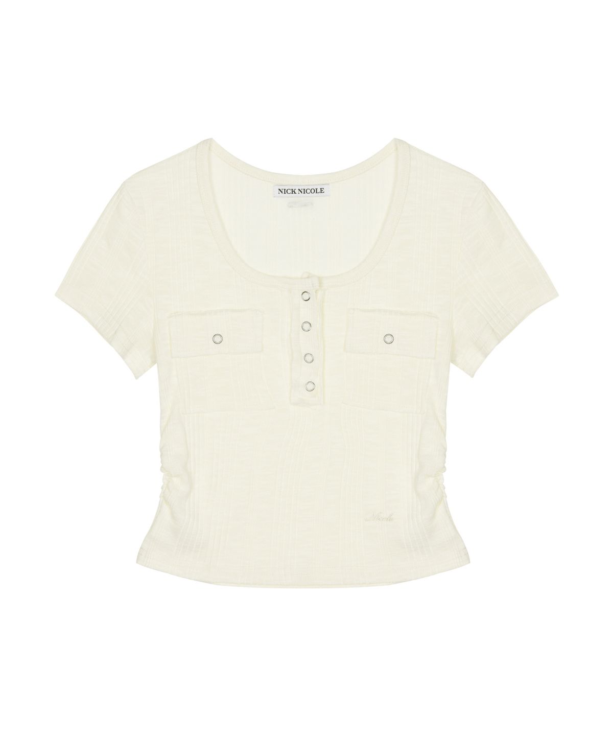 닉앤니콜(NICK&NICOLE) HENLEY NECK BUTTON TOP_BEIGE