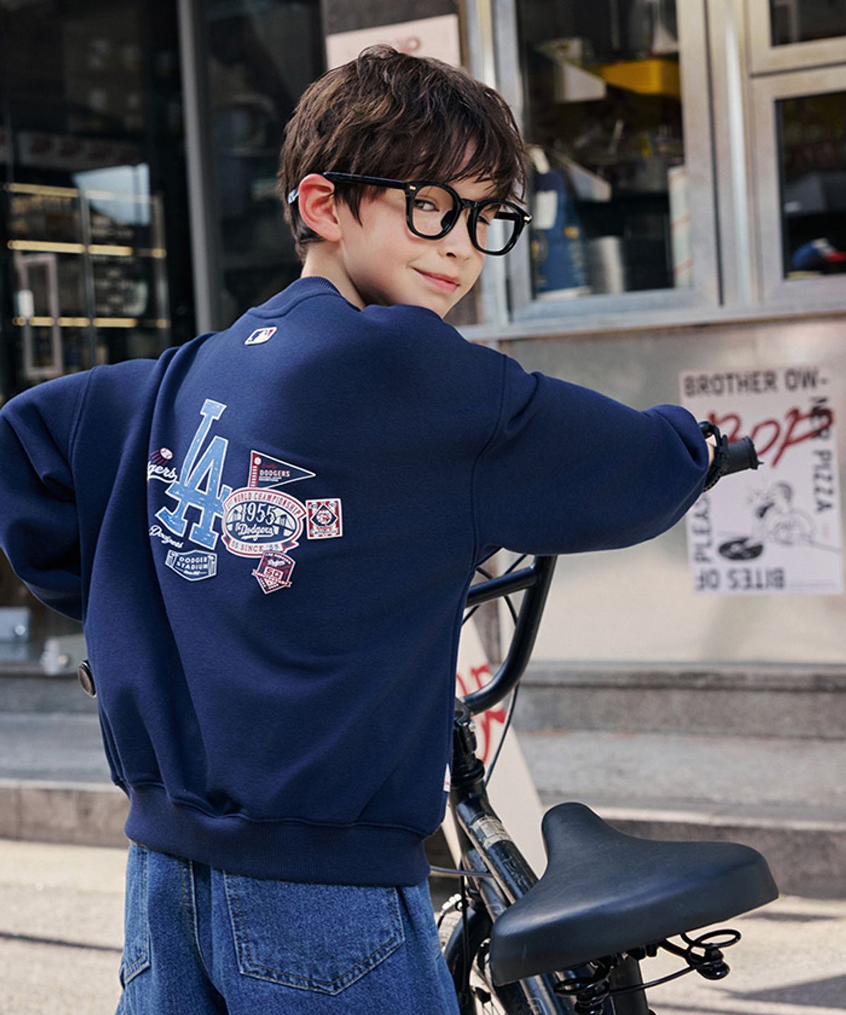 엠엘비 키즈(MLB KIDS) 스포티브 시그니처 팀로고 맨투맨 LA (Navy)