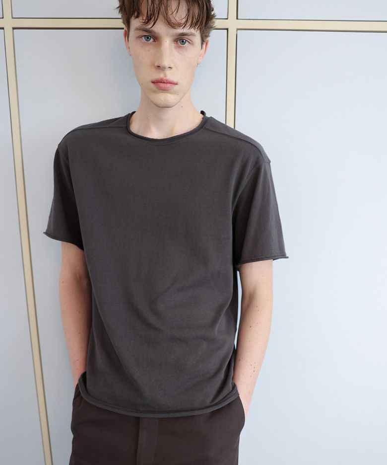 YUCCA RAW-EDGE HALF KNIT - CHARCOAL