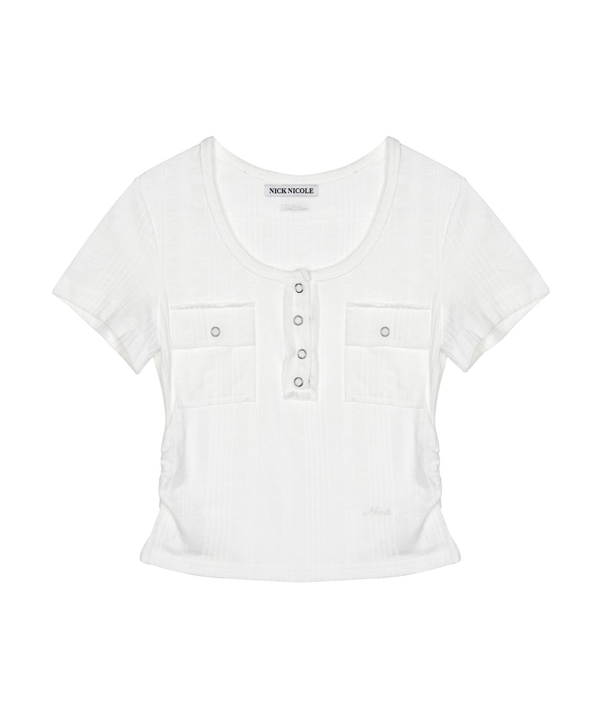 닉앤니콜(NICK&NICOLE) HENLEY NECK BUTTON TOP_WHITE