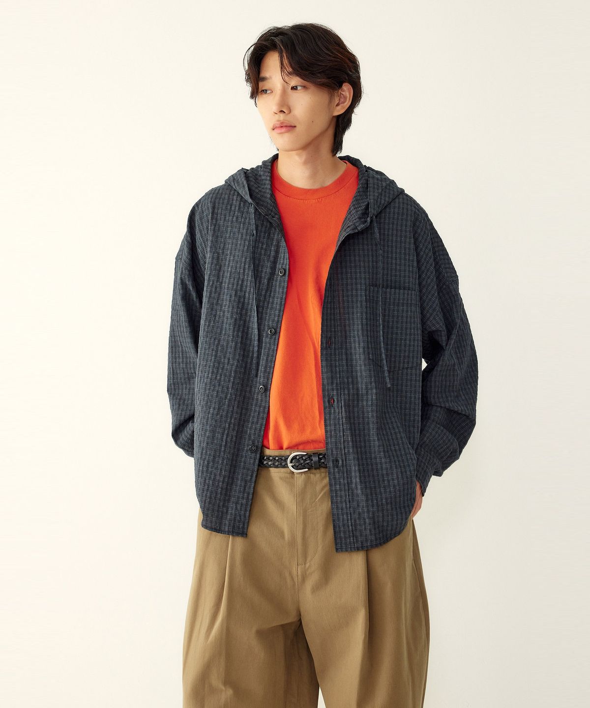 스튜디오 톰보이(STUDIO TOMBOY) [MEN] 후디 스몰 체크 셔츠 _블랙_9156321319
