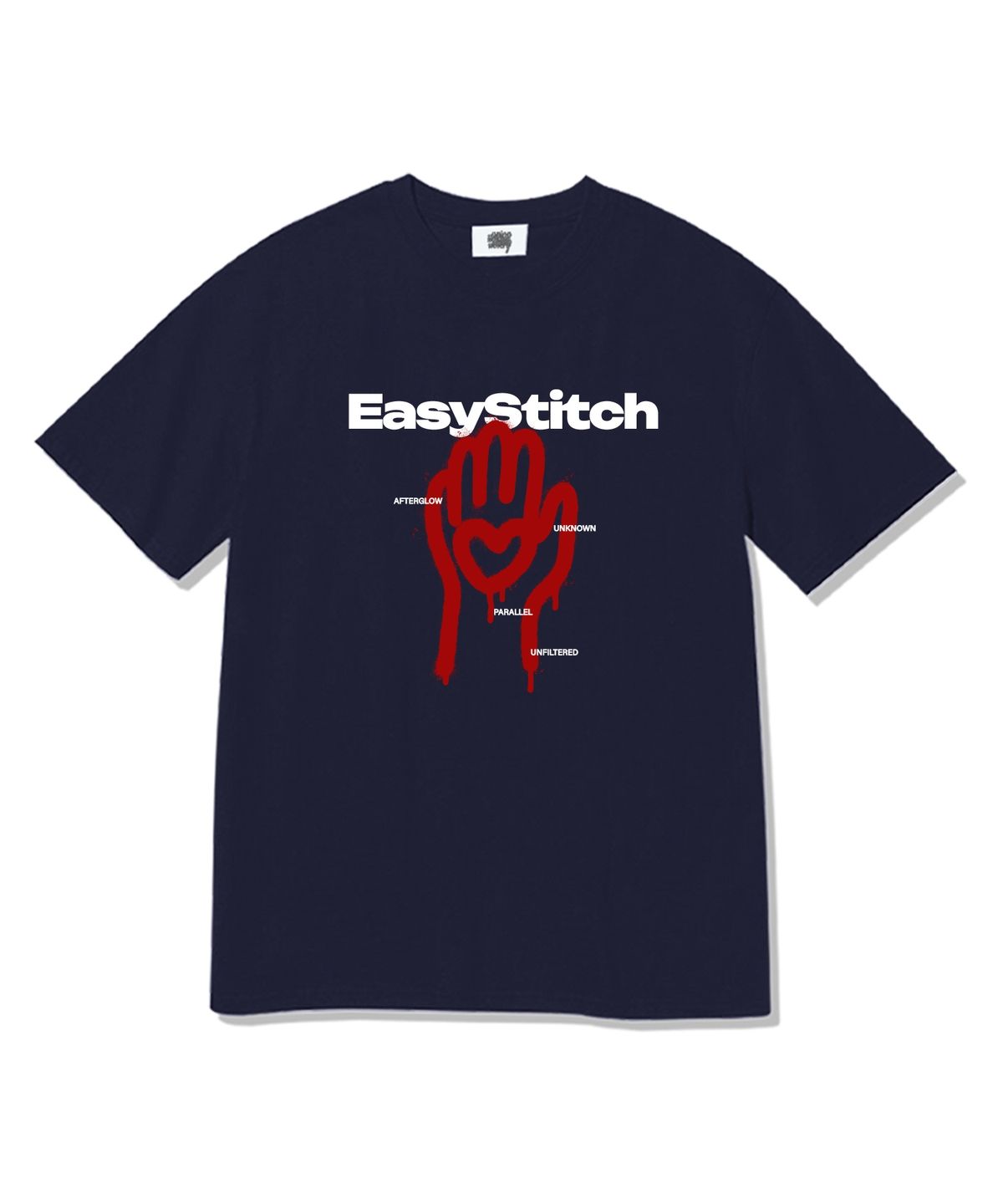 이지스티치(EASY STITCH) 핸드하트  반팔티셔츠 네이비