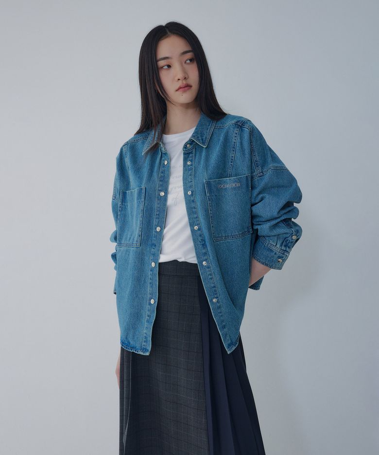 워싱 데님 셔켓 _블루_7156360005