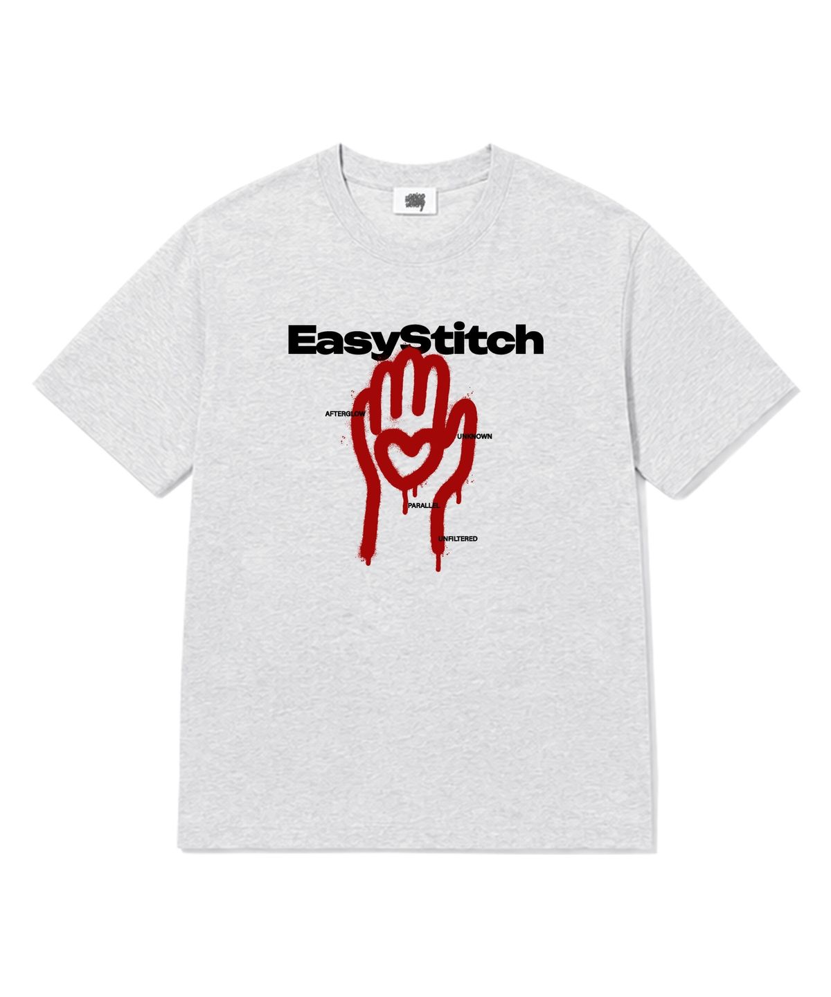 이지스티치(EASY STITCH) 핸드하트  반팔티셔츠 라이트그레이