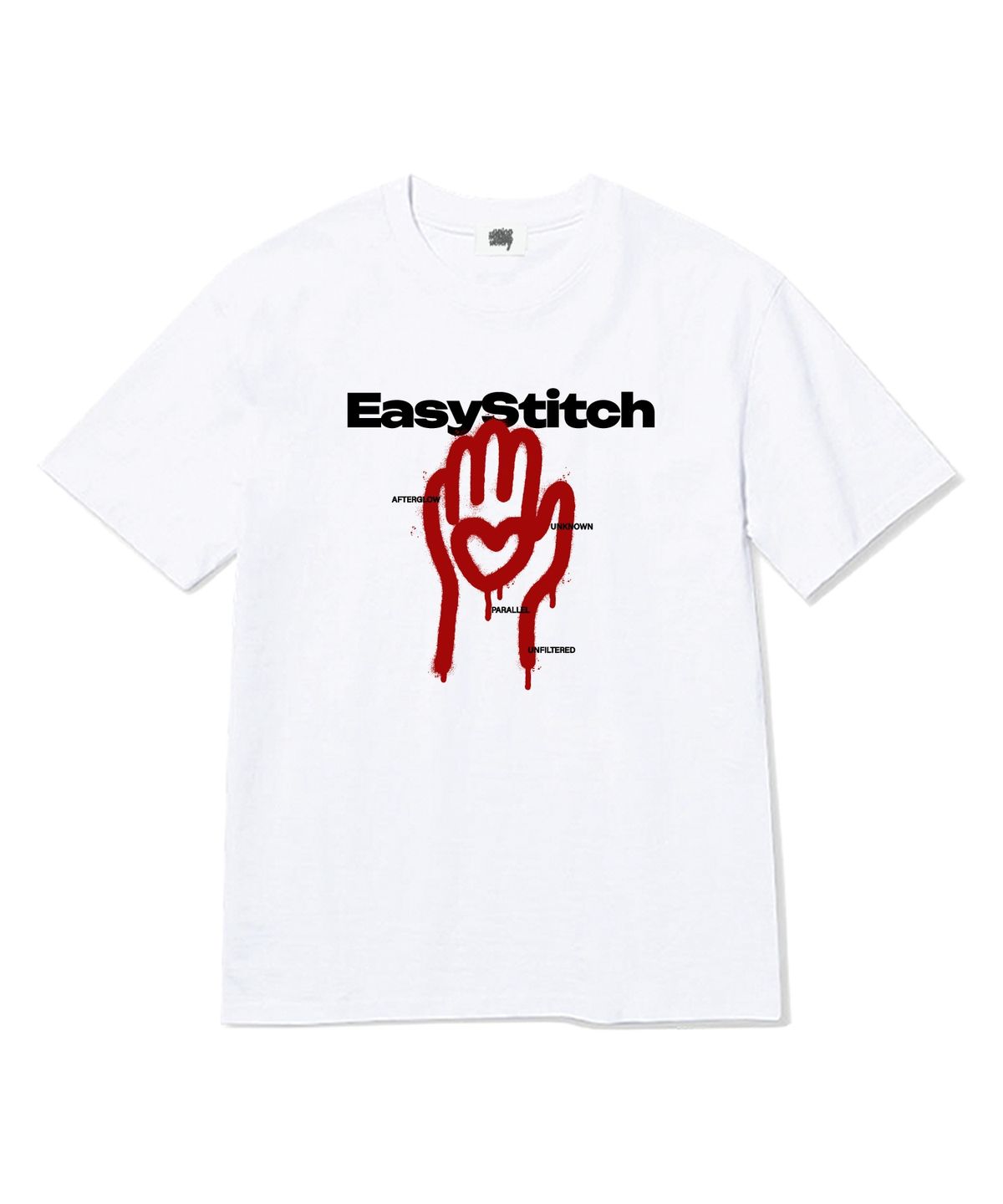 이지스티치(EASY STITCH) 핸드하트  반팔티셔츠 화이트