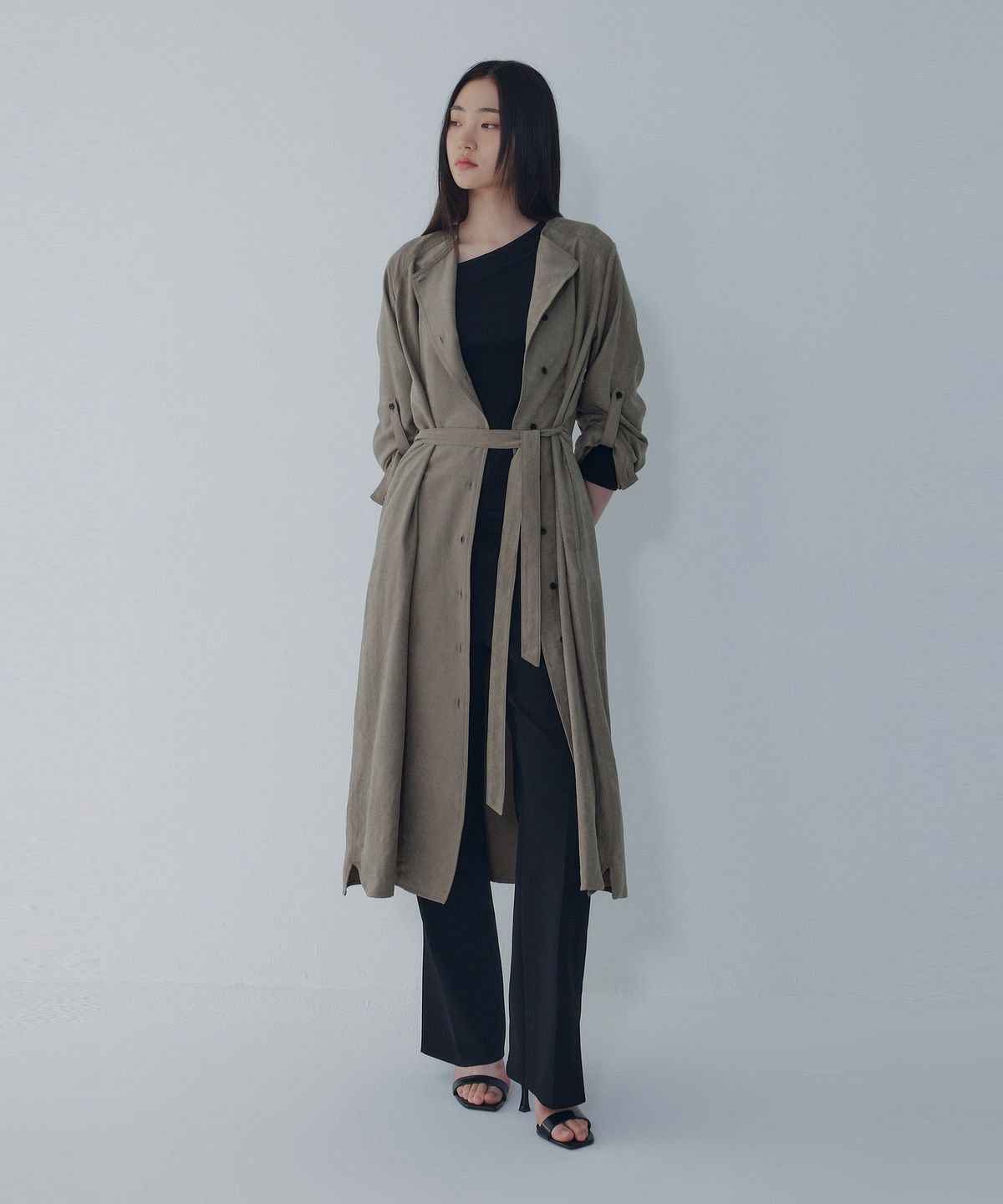 보브(VOICE OF VOICES) 벨트 디테일 소프트 터치 원피스 _카키_7156337003