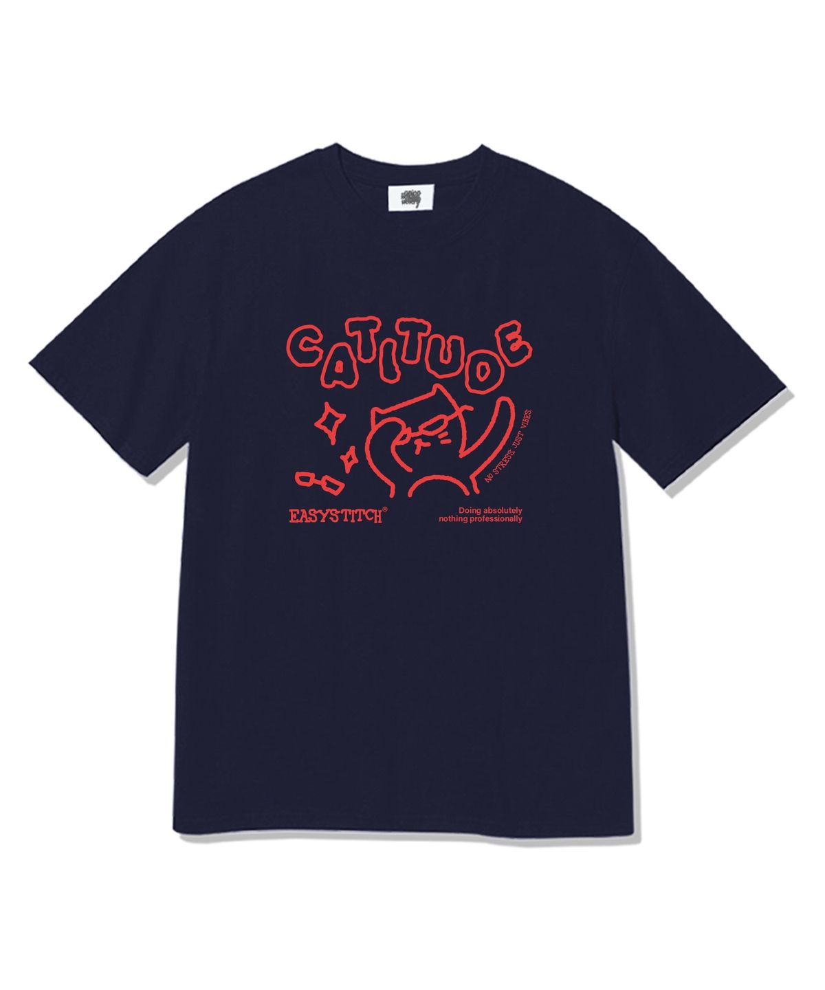 이지스티치(EASY STITCH) 캐티튜드  반팔티셔츠 네이비