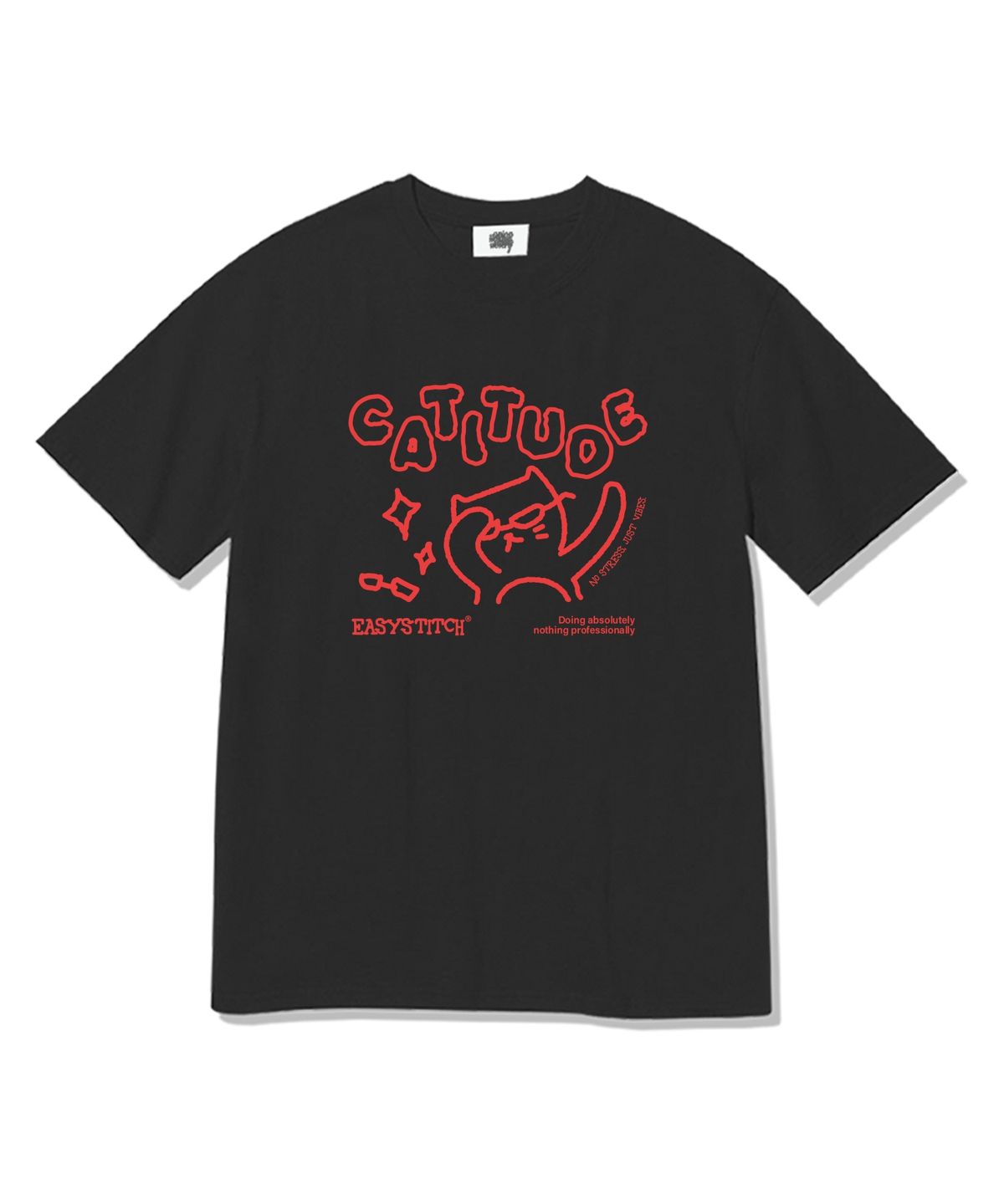 이지스티치(EASY STITCH) 캐티튜드  반팔티셔츠 블랙