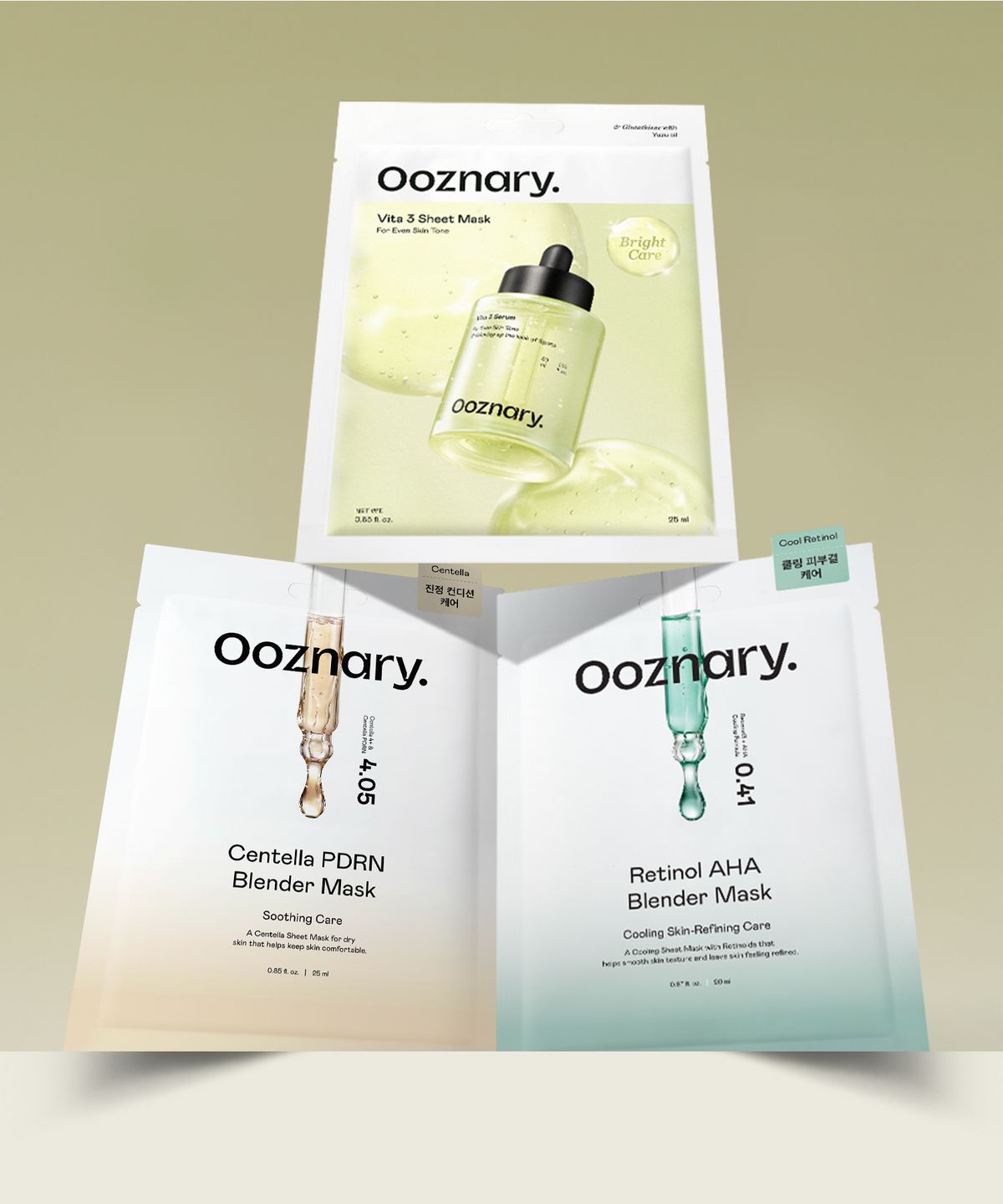 오우즈너리(OOZNARY) [택1] 고민별 집중케어 마스크팩 (비타3, 센텔라, 레티놀) 10매, 1box