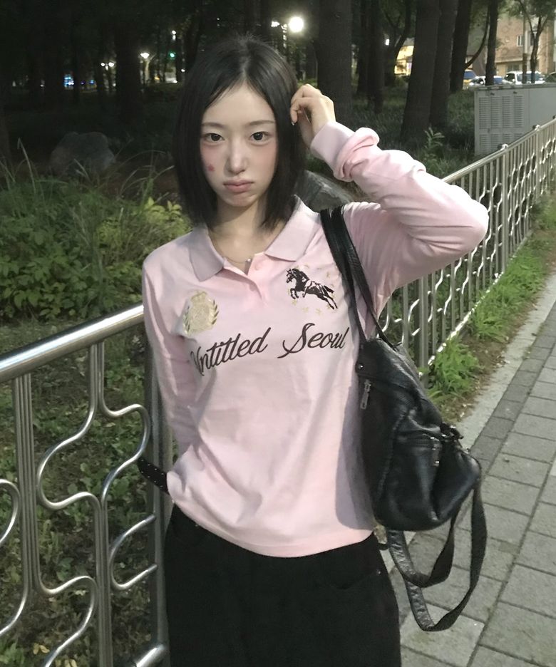 언타이틀 크레스트 폴로 롱슬리브 핑크