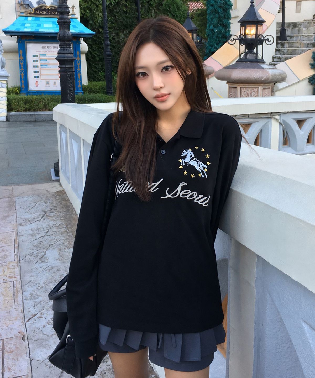 언타이틀 서울(UNTITLED SEOUL) 언타이틀 크레스트 폴로 롱슬리브 블랙