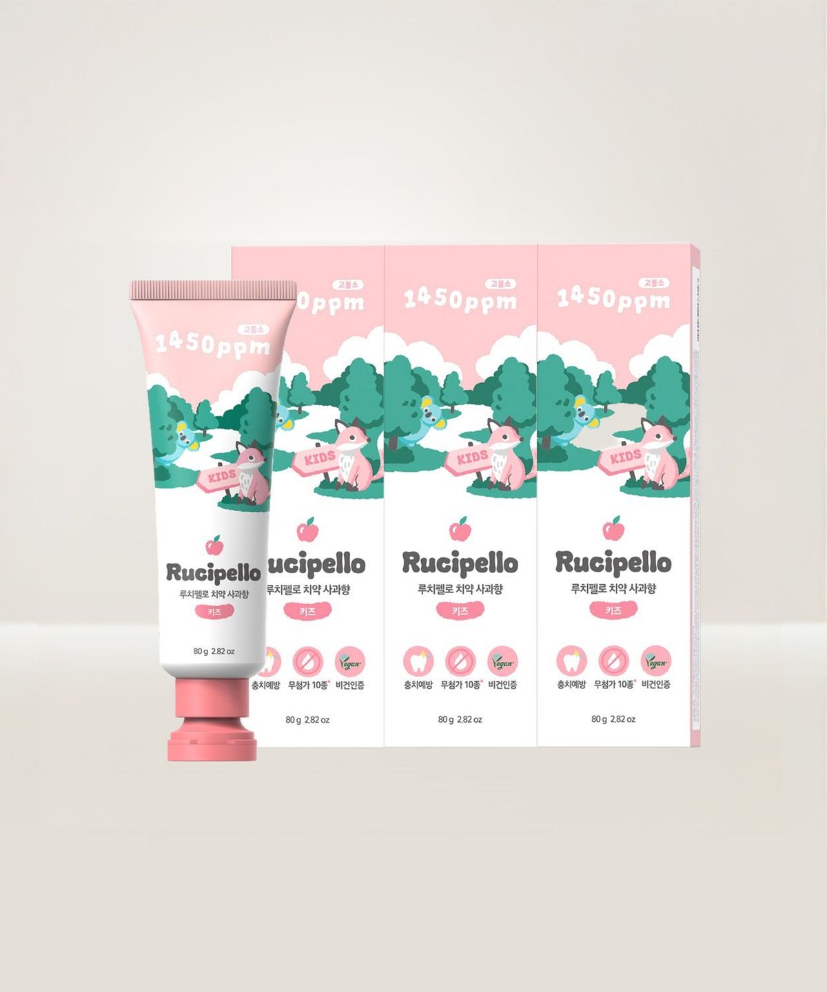루치펠로(RUCIPELLO) 리틀포레스트 키즈치약 사과향 80g 3개