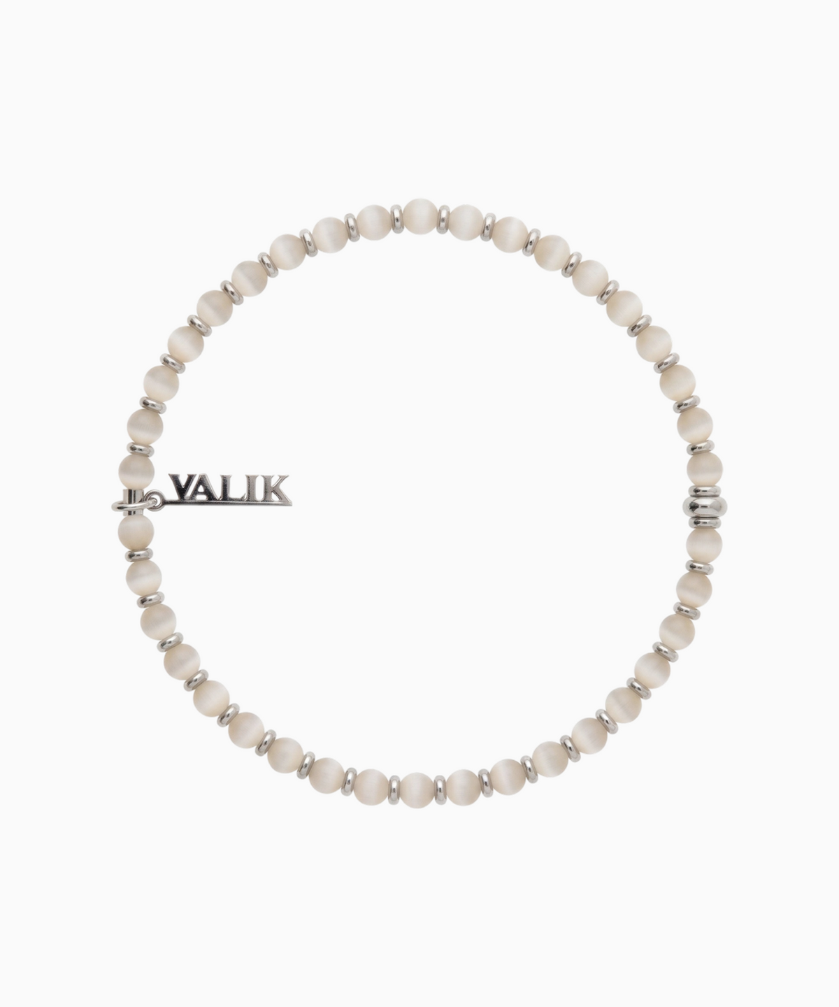 발릭(VALIK) [925실버] No.94 피치 캐츠아이 비즈팔찌 4mm