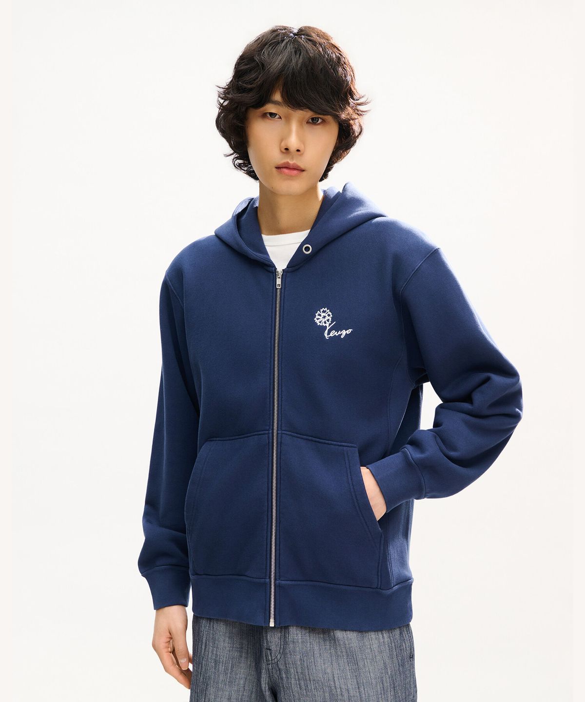 겐조(KENZO) 남성 튤립 클래식 집 업 후디_K263AMWU01DBX