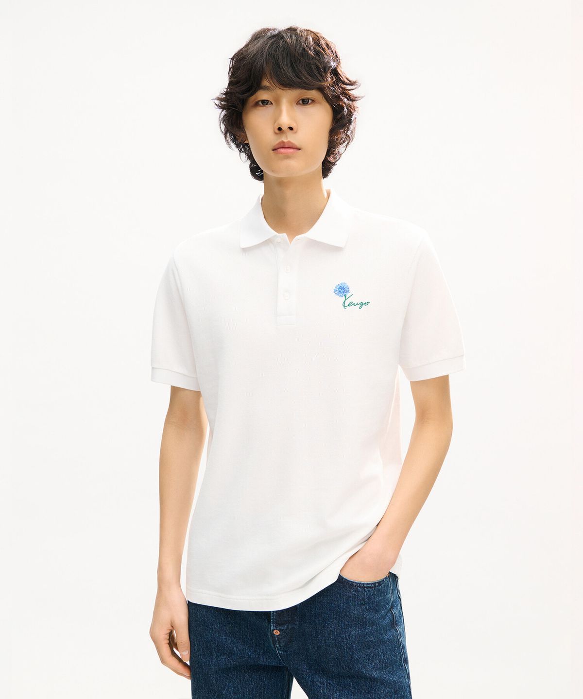 겐조(KENZO) 남성 갓츠 겐조 튤립 슬림 폴로탑_K263AM2U01WHX