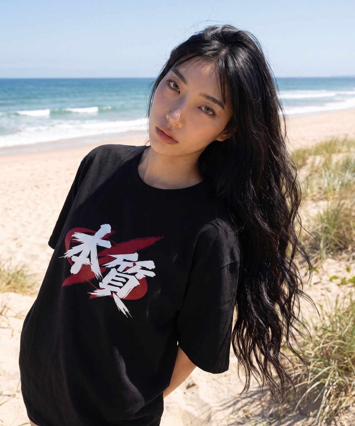 베트랙트(BATTRACT) 하프톤 레드 본질 오버핏 반팔티 [BLACK]