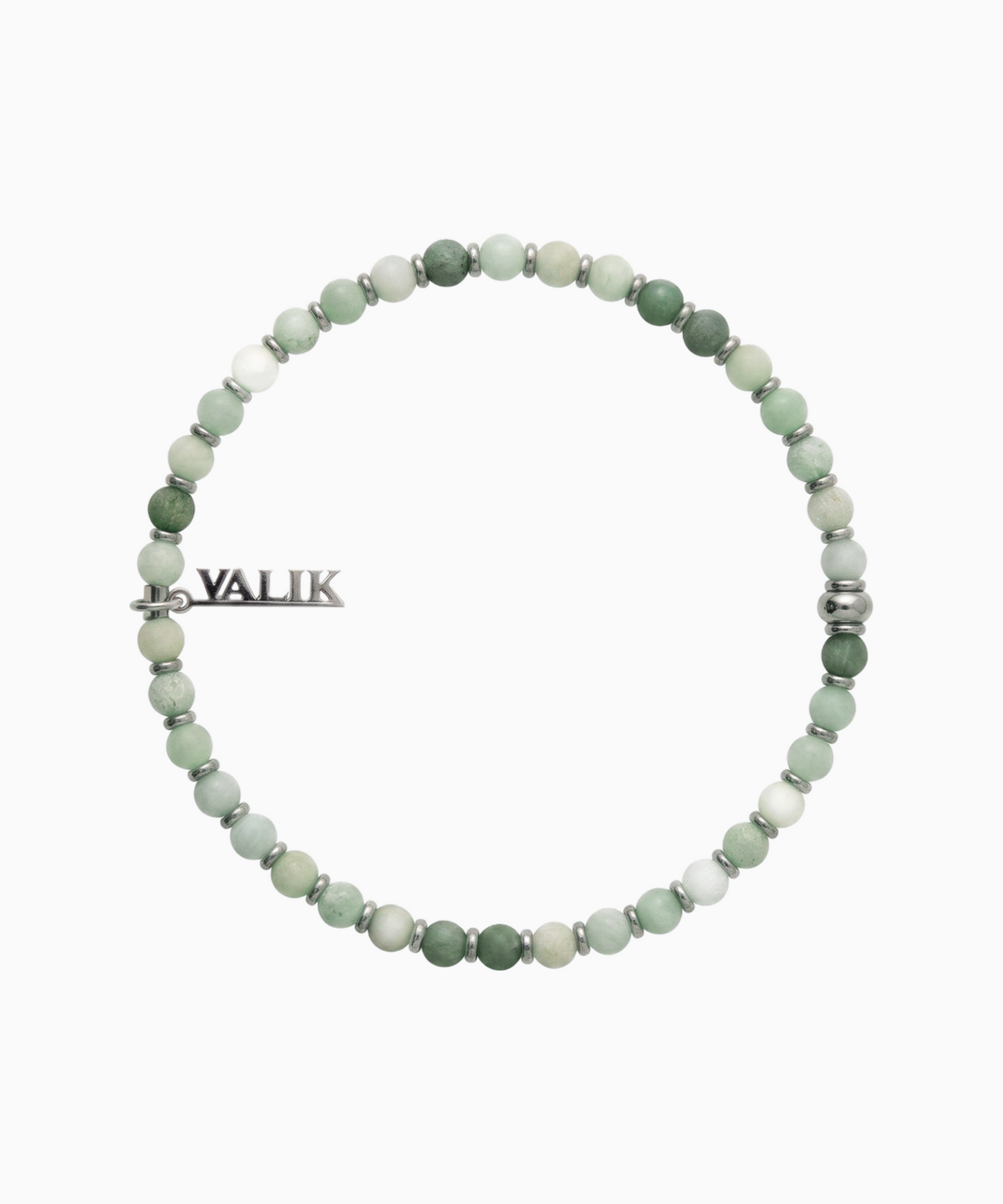 발릭(VALIK) [925실버] No.95 그린 제이드 비즈팔찌 4mm