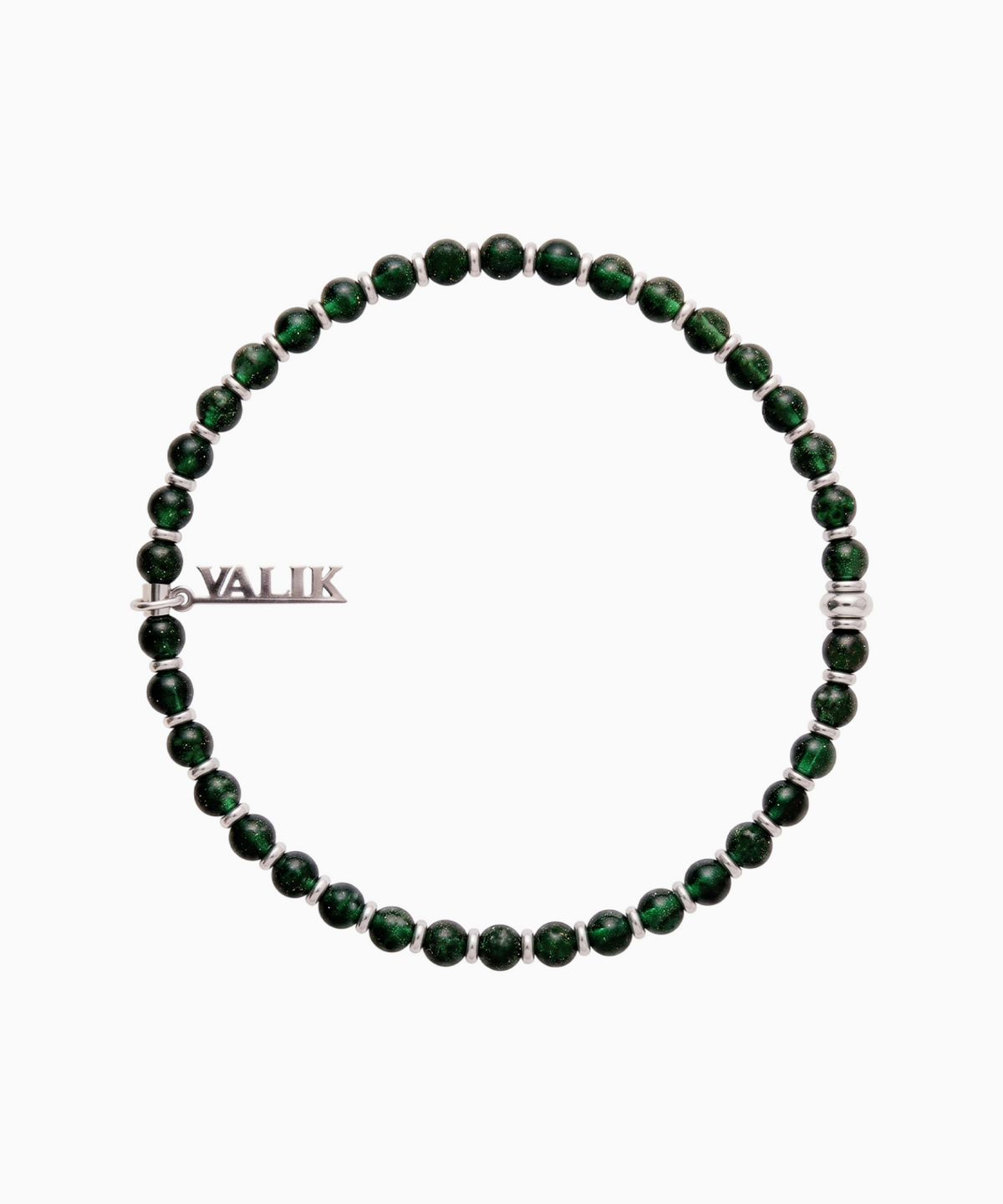 발릭(VALIK) [925실버] No.96 그린 어벤츄린 비즈팔찌 4mm