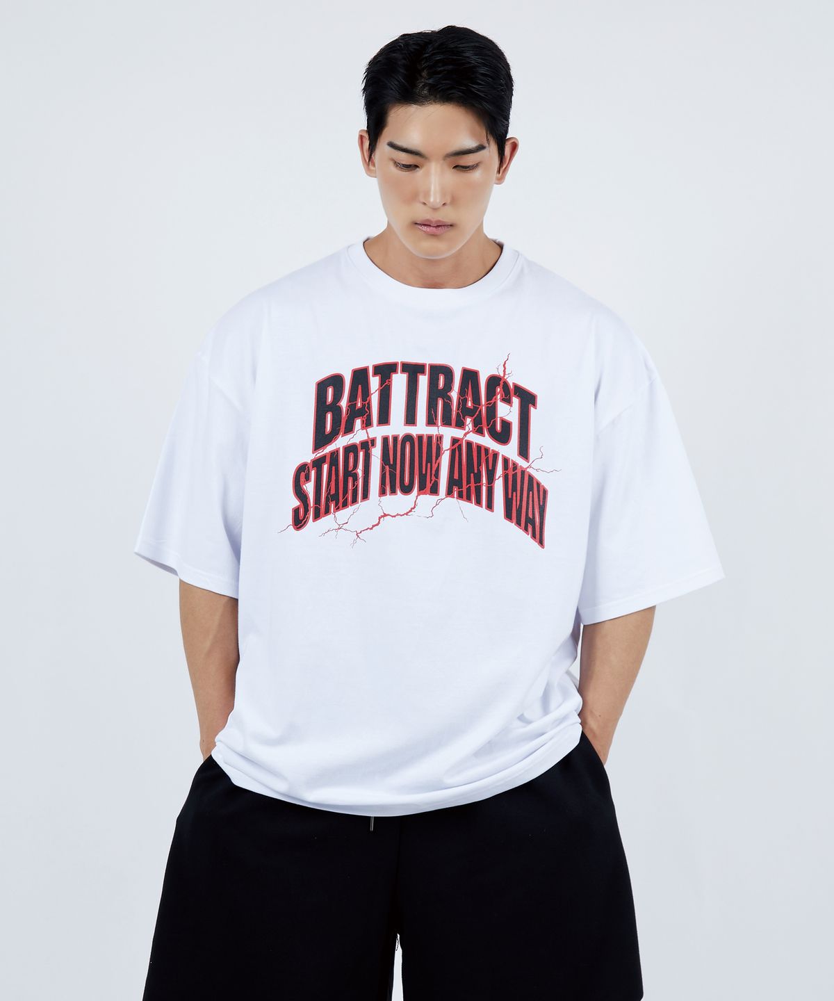 베트랙트(BATTRACT) 일레트로닉 애니웨이 오버핏 반팔티 [WHITE]
