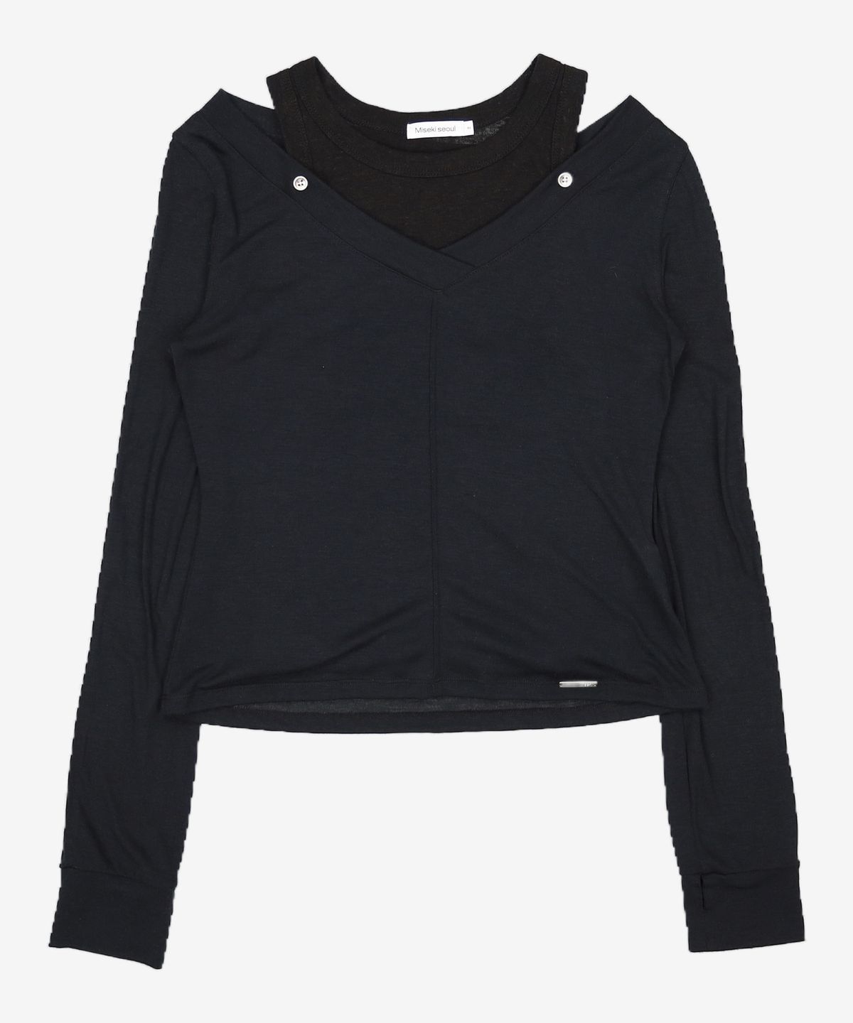 미세키서울(MISEKI SEOUL) Layered line sheer long sleeve BLACK 2