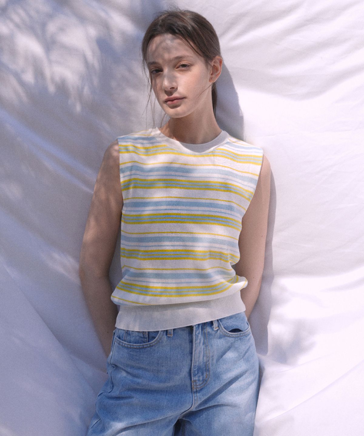 블레티(VLETI) Stripe Viscose Knit Sleeveless (ivory)