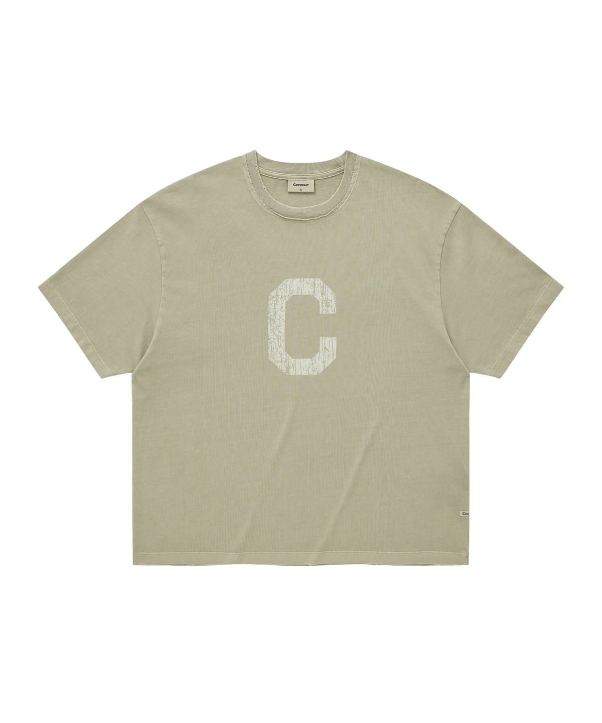 커버낫(COVERNAT) 피그먼트 C 로고 티셔츠 베이지
