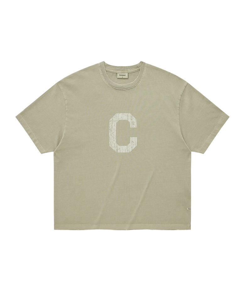 피그먼트 C 로고 티셔츠 베이지