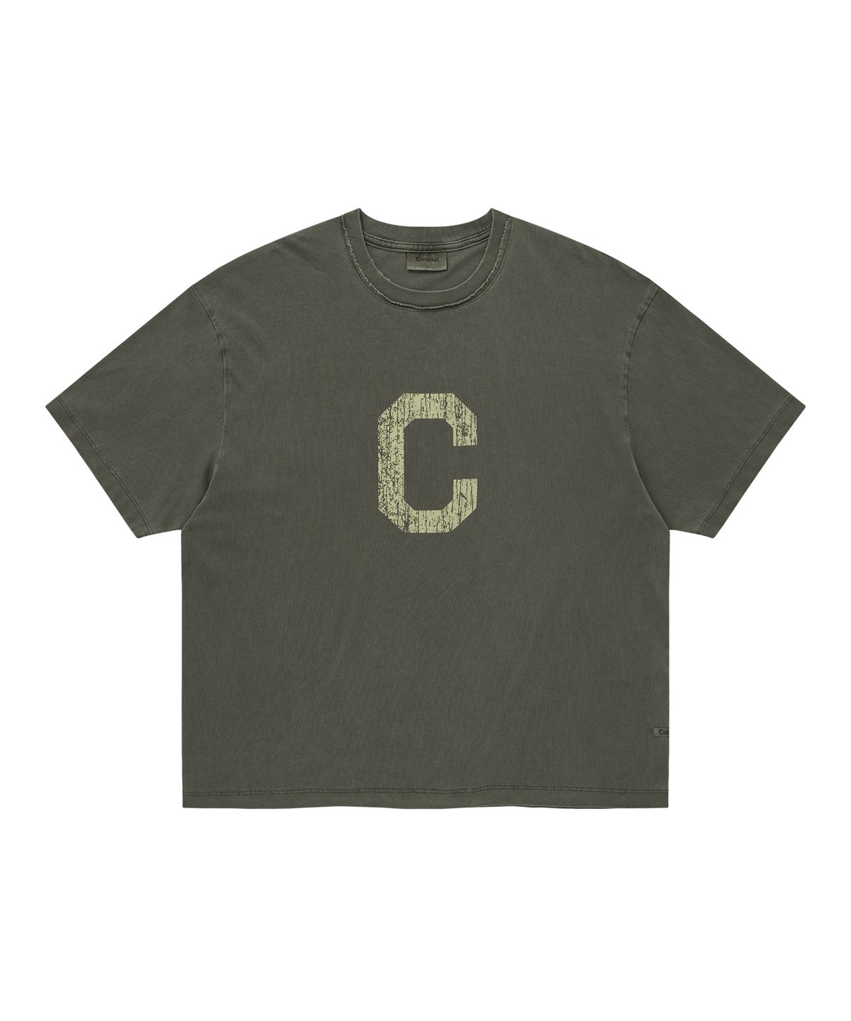 커버낫(COVERNAT) 피그먼트 C 로고 티셔츠 차콜