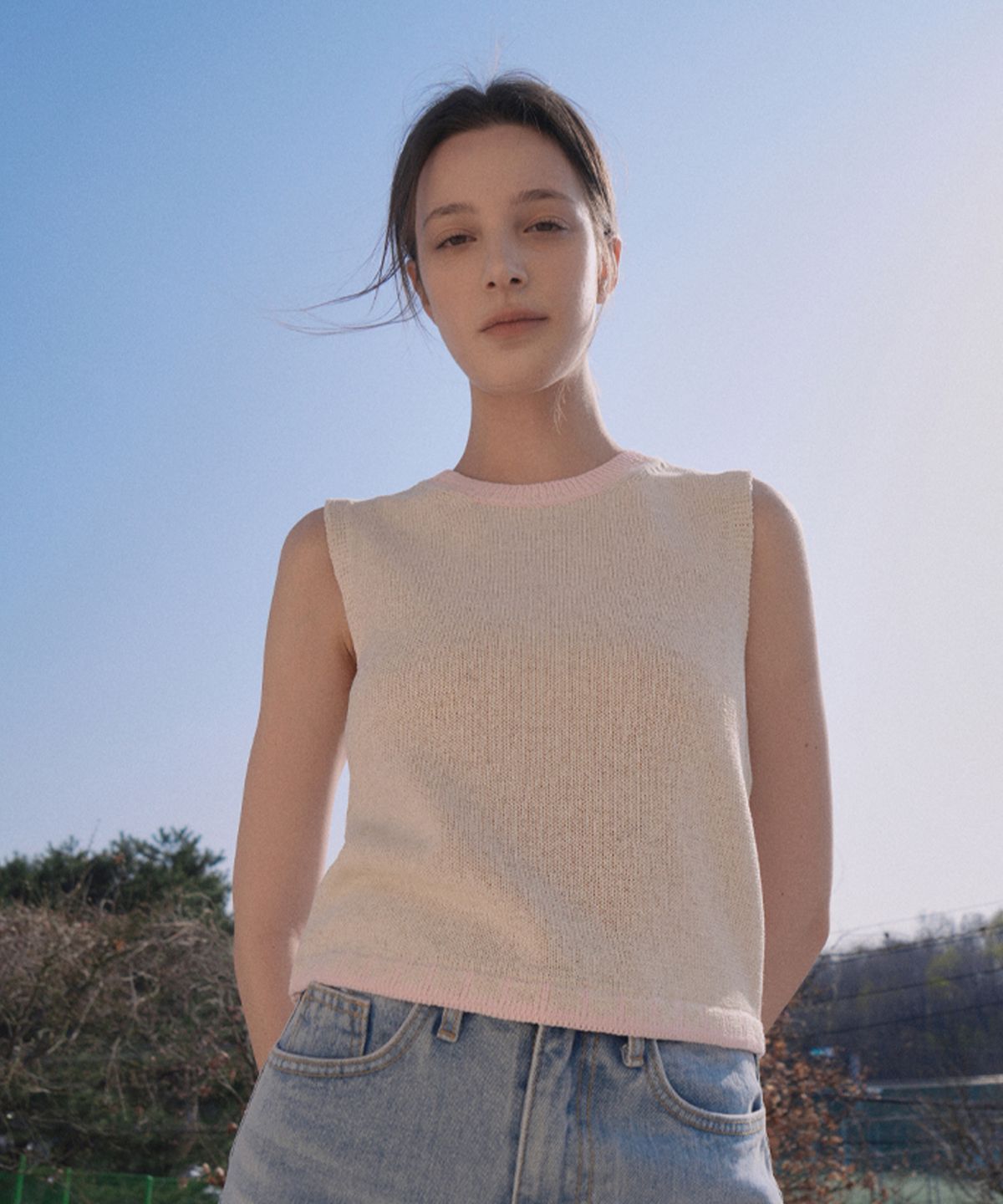 블레티(VLETI) Viscose Color Scheme Knit Sleeveless (pink)