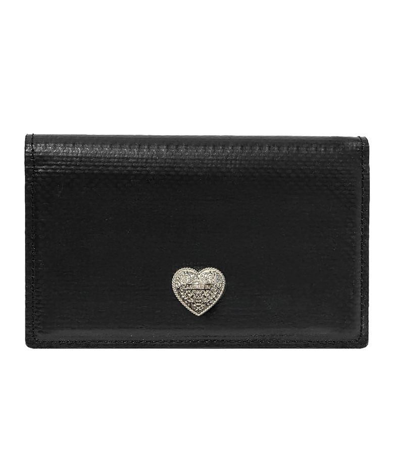 METAL HEART CARD WALLET (BLACK) / UPCYCLED