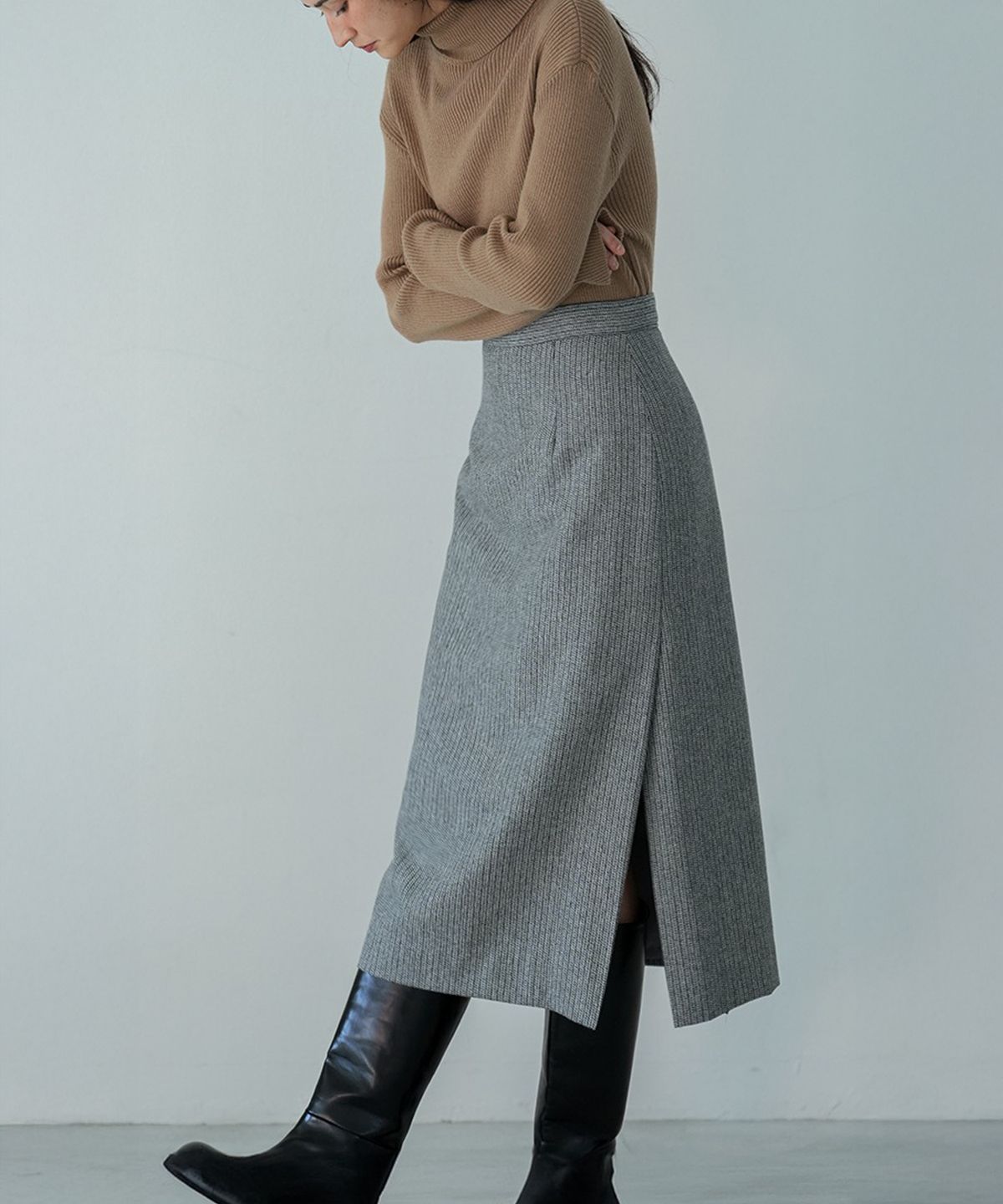 더밀루이(THEMILUI) Nerd a wool skirt (Black)