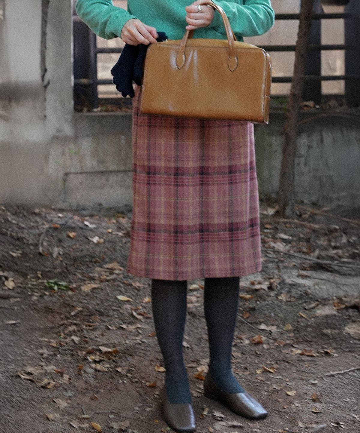 더밀루이(THEMILUI) Pin-up checkered Skirt (Shrimp pink)